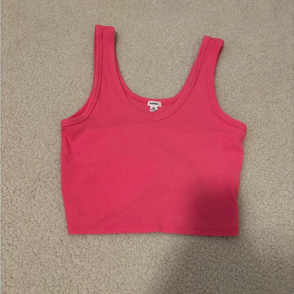 Pink garage crop top- large